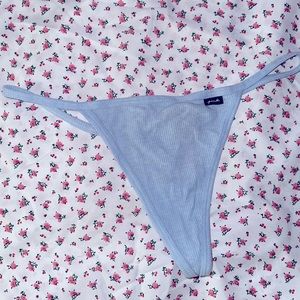 PINK Victoria’s secret Ice Blue Ribbed Thong XL